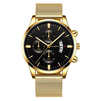 China Cheap Ultra Thin CUENA 845 Automatic Date Brand Case Mesh Belt Man Quartz Watch Reloj for sale