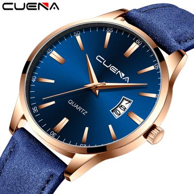 China Cuena Official Store Automatic Date Wrist Genuine Leather Men's Quartz Watch Montre Homme for sale