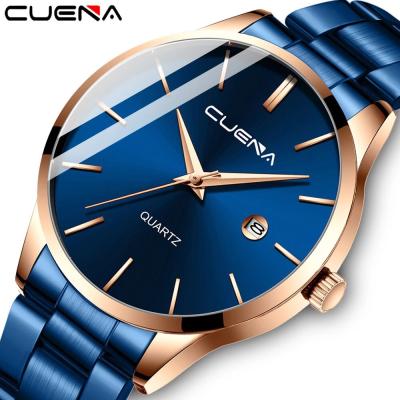 China Luxury Official Cheap Top Brand Store Date CUENA Stainless Steel Automatic Sports Date Quartz Man Watch Men Relogio Masculino for sale