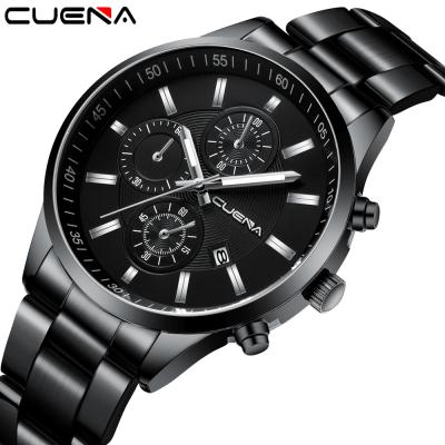 China CUENA Automatic Date Brand Business Stainless Steel Quartz Movement Stylish Men Wrist Watch for sale