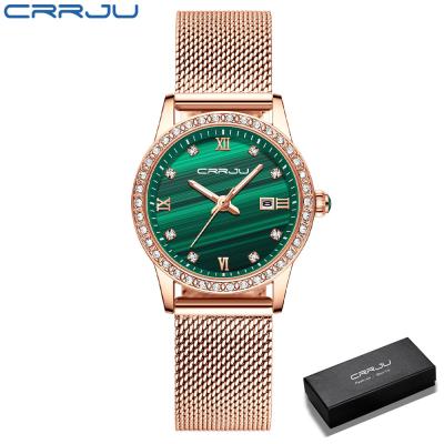 China CRRJU original factory water resistant stainless steel rhinestone Japan full quartz movt girls watch for woman watch for sale