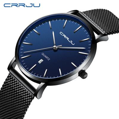 China Automatic Date Dial Mesh Band Gift Date Mens Quartz Watch Unisex Blue Ultra Thin Casual Clock for sale