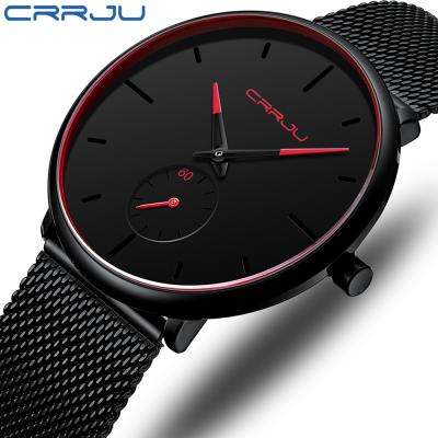 China New 2150S CRRJU date stainless steel quartz men's ultra thin watch from automatic official store for sale