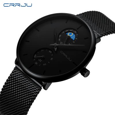 China Crrju Factory OEM Luxury Quartz Slim Minimalist Chronograph Sports Watch Waterproof for sale