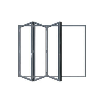 China Modern Customized Aluminum Double Folding Door Tempered Glass Thermal Insulation Double Folding Door for sale