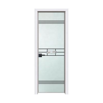 China New Design Modern Double Tempered Glass Door Aluminum Alloy Bathroom Swing Door for sale