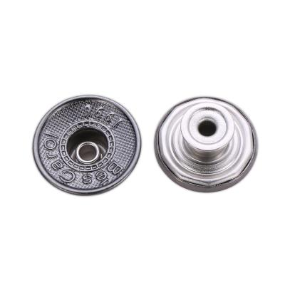 China Custom Dry Cleaning Brand Engraved Logo Gunmetal Brass Metal Jean Button For Jeans for sale