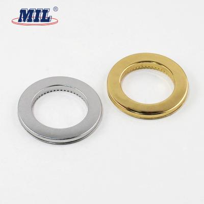 China Custom Zinc Alloy 45MM Metal Gold Bag Curtain Strip Nickel Free Grommets For Banner for sale