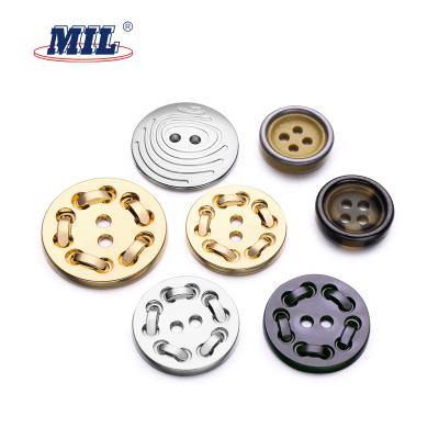 China New Fashion Style Dry Cleaning Metal 2 Holes Gold Custom Shirt Button Covers for sale