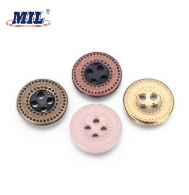 China Customized Dry Cleaning Plating Color Metal 4hole Custom Button for sale