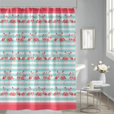 China Sustainable Bathroom Decor Machine Washable Rust-Resistant Shower Curtain With 12 Hooks Modern Fabric Curtain for sale