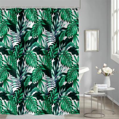 China Spring Sustainable Green Floral Shower Curtain 72X72 Inch , Watercolor Eucalyptus Leaf Botanical Shower Curtains for sale