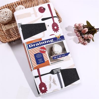 China Home Fashion Eco-Friendly Microfiber New Natural Printed Kitchen Dish Drying Absorbent Mat Sustainable for sale