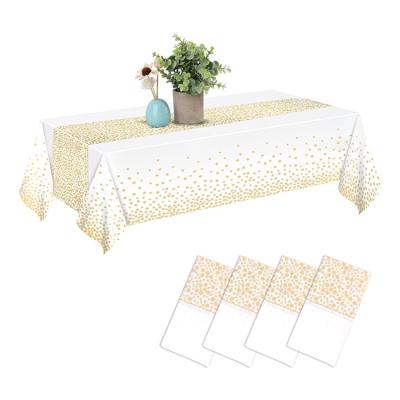 China Waterproof 4 Pack Disposable Plastic Tablecloths Waterproof Table Cover 54 x 108 inch and Table Runner for sale