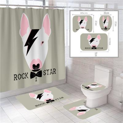 China Sustainable Shower Curtain Set With Accessories Covers And Covers, Non-Slip Cover And Toilet Lid Bath Mat Waterproof Shower Curtain for sale