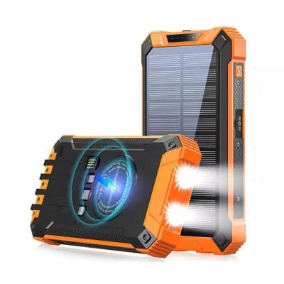 China Solar Panel Charge Portable Emergency Solar Power Bank 20000Mah 30000mah Wireless Power Bank with Led Light for sale