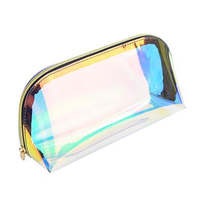 China Iridescent Clear Waterproof PVC Toiletry Bag Mini Travel Storage Pouch Durable Clear TPU Cosmetic Bag for sale