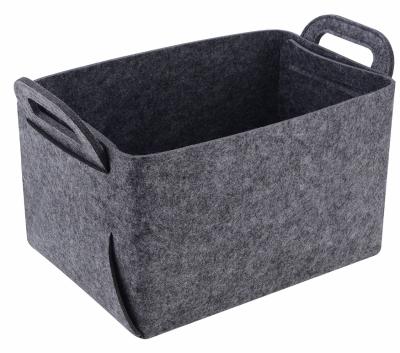 China Sustainable / Folding / Stocked Collapsible Felt Storage Basket Bin Storage Basket Set Rectangular Closet Organizers With Handle for sale