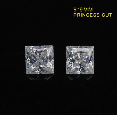 China Klares weißes Labor DEF-Farbdiamant Moissanite stellte Prinzessin Cut der Diamant-9mm her zu verkaufen