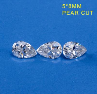 China piedras flojas de Moissanite de la forma de la pera de 5*8m m para los anillos de compromiso de la mujer/la fabricación de la joyería en venta