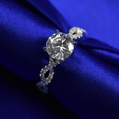 Chine Pour toujours une personnalisation de timbre en métal de l'anneau Au750 de Moissanite d'or blanc à vendre