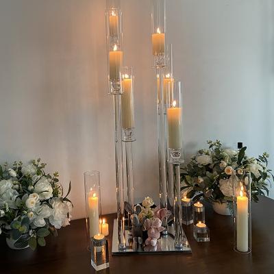 China Factory Wholesale New Design 6am Modern Wedding Centerpieces Crystal Cylinder Candlestick Home Decoration HOMESWEET for sale