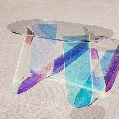 China HOMESWEET Fashion Modern Nordic Luxury Long Iridescent Acrylic Side Table Cheap Coffee Table for sale