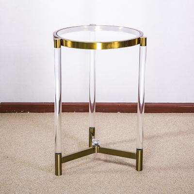 China HOMESWEET Fashion Luxurious Modern Design Round Copper Acrylic Metal Gold Coffee Table Side Table for sale