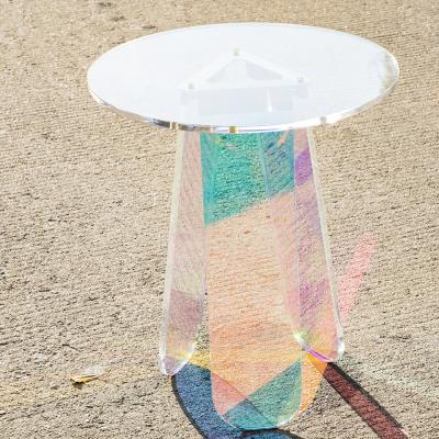 China HOMESWEET Fashion Hot Sale Style Coffee Table Modern Foldable Acrylic Plexiglass Small Iridescent Side Table for sale