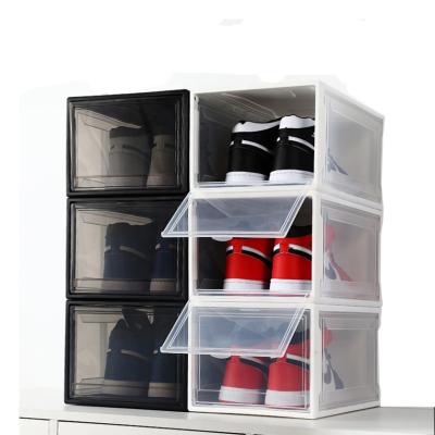 China Factory viable wholesale the new stackable transparent plastic shoe drawer storage box for sale