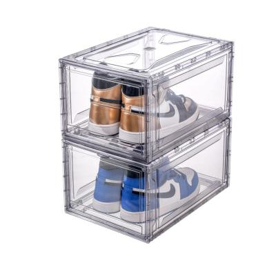 China HOMESWEET Increase Capacity Shoe Storage Plastic Box Viable Wholesale Stackable Magnetic Stackable With Magnets for sale