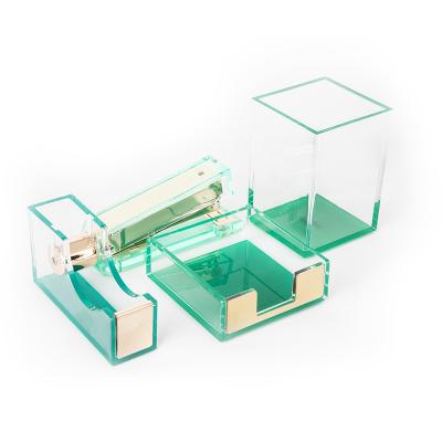 China HOMESWEET Custom Acrylic Desk Organizer Tape Dispenser Storage Holder Organizer Set for sale