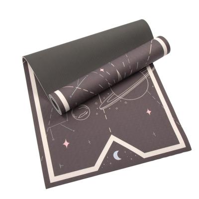 China Custom Yoga Universe Design Chocolate Color Girl Strip Print Eco Yoga Mat for sale