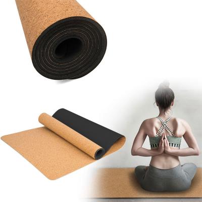 China Fitness Certified Non-Slip Cork Rubber Yoga Matt 5mm Natural Thick Custom Made Anti-Skid for sale