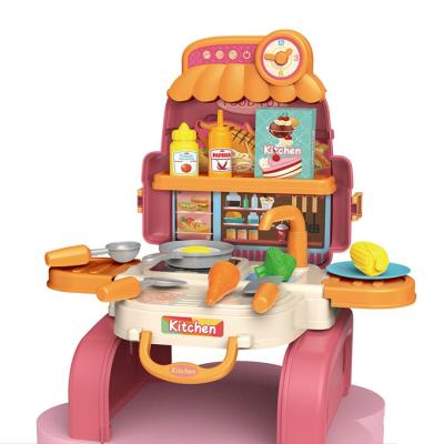 China Cooking Game Toys Amazon Hot Sale Kids Pretend To Play Plastic Happy Kitchen Cooking Games Toy Pink For Girl for sale