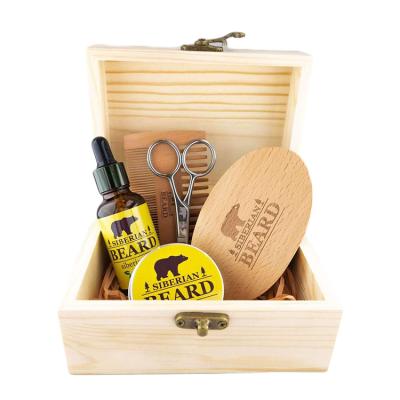 China Amazon Beard Care Amazon Grotwh Kit Private Label Beard Comb Brush Wooden Scissors Oil and Balm Care Kit for sale