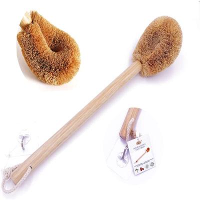 China Viable Natural Coconut Fiber Handle Toilet Reading Brush Toilet Brush Deep Cleaning Wooden Toilet Brush for sale