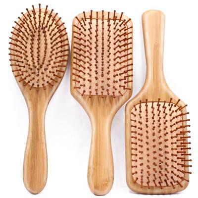 China Wholesale Organic Healthy Hair Comb Brush Massager Bamboo Hair Brush With Logo for sale