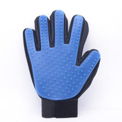 China Amazon Hot Stocked Silicone + Polyester Pet Hair Remover Grooming Glove for sale