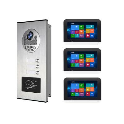 China Monitoring Outdoor 3 Buttons for Multifamily Factory Direct Doorbell with Waterproof Camera Touch Monitor video Intercom System for sale