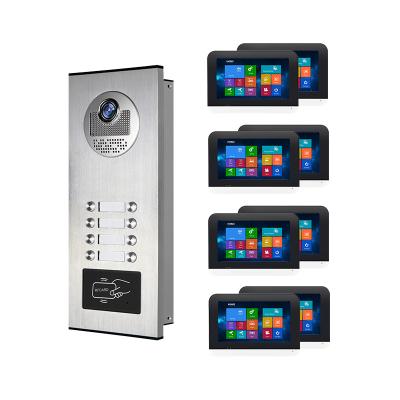 China Monitoring Outdoor 8 Buttons for Multifamily Factory Direct Doorbell with Waterproof Camera Touch Monitor video Intercom System for sale