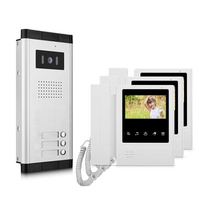 China Video intercom Factory supply 3 apartment  Video intercom Door bell Camera Video Doorbell Door Phone Kits Wired Video Intercom System for sale