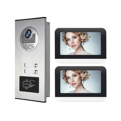 China Aluminum alloy+ABS plastic 4 wire video intercom system for 2 unit apartment  wifi video door phone door bell camera for sale