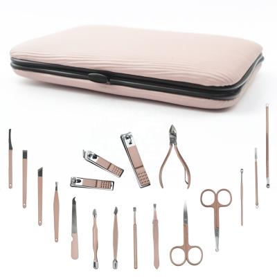 China Rose Gold Color Feature Pink Battery Finger Beauty Tool PU Toothpicks Art Manicure Set Lamp Gift Toenail Fingernail Style Leather for sale