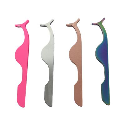 China Multifunctional PASSIONATE Eyelash Clip Eyelash Clip Eyelash Clip Tweezers False Eyelash Aid Stainless Steel Custom Color for sale