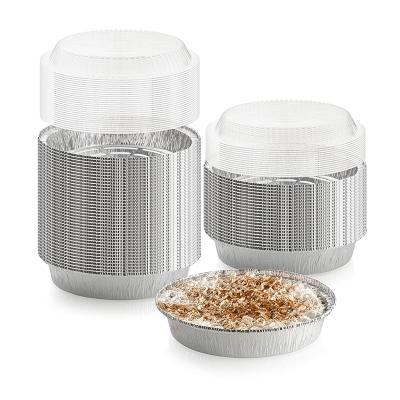 China Eco-friendly Take Away Aluminum Foil Round Disposable Container Foil Food Container With Clear Lids for sale