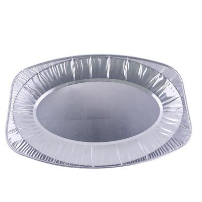 China Food Grade Aluminum Foil Disposable Oval Container Aluminum Packing Container For Kitchen for sale