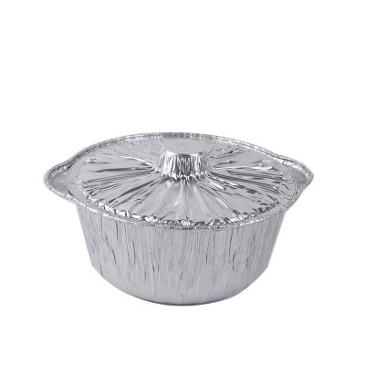 China Food Grade High Quality Deep Pot Take Away Aluminum Foil Containers 10 Inch Round Aluminum Foil Containers For Restaurant for sale