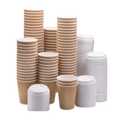 China 50 Pack Food Grade White Paper Disposable Biodegradable Disposable Coffee Cup With Cover for sale