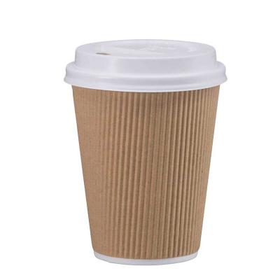 China Wholesale Disposable Biodegradable Double Wall Paper Cup Ripple Wall Coffee Cup for sale